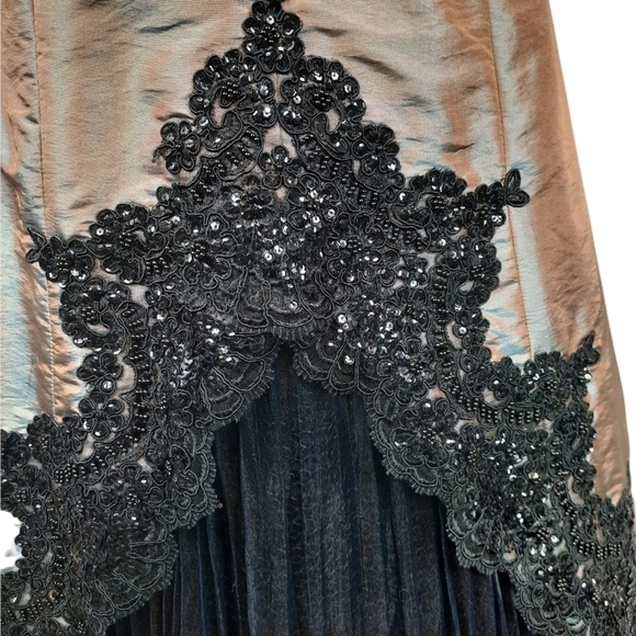 Jovani Prom Formal Gown Iridescent Sequin Embroidered w Faux French Bustle Sz 2 - Picture 12 of 16